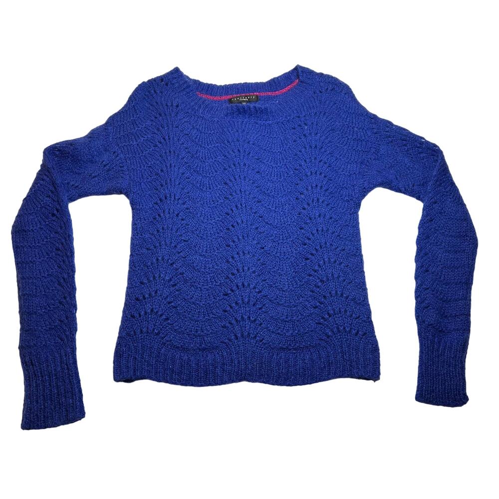 Sanctuary Loose Knit Sweater Size S Wool Blend Pointelle Layers Colorful Casual